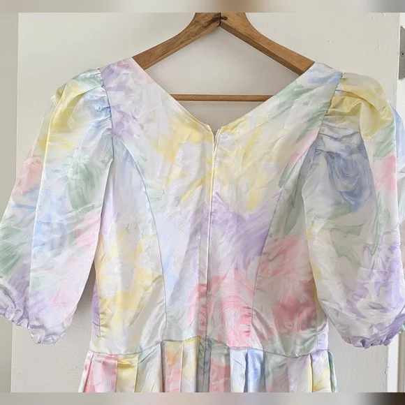 Handmade OOAK Vintage Floral Pastel Impressionist Maxi Dress - Picture 9 of 15